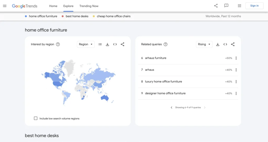 Finding related search terms from Google trends 